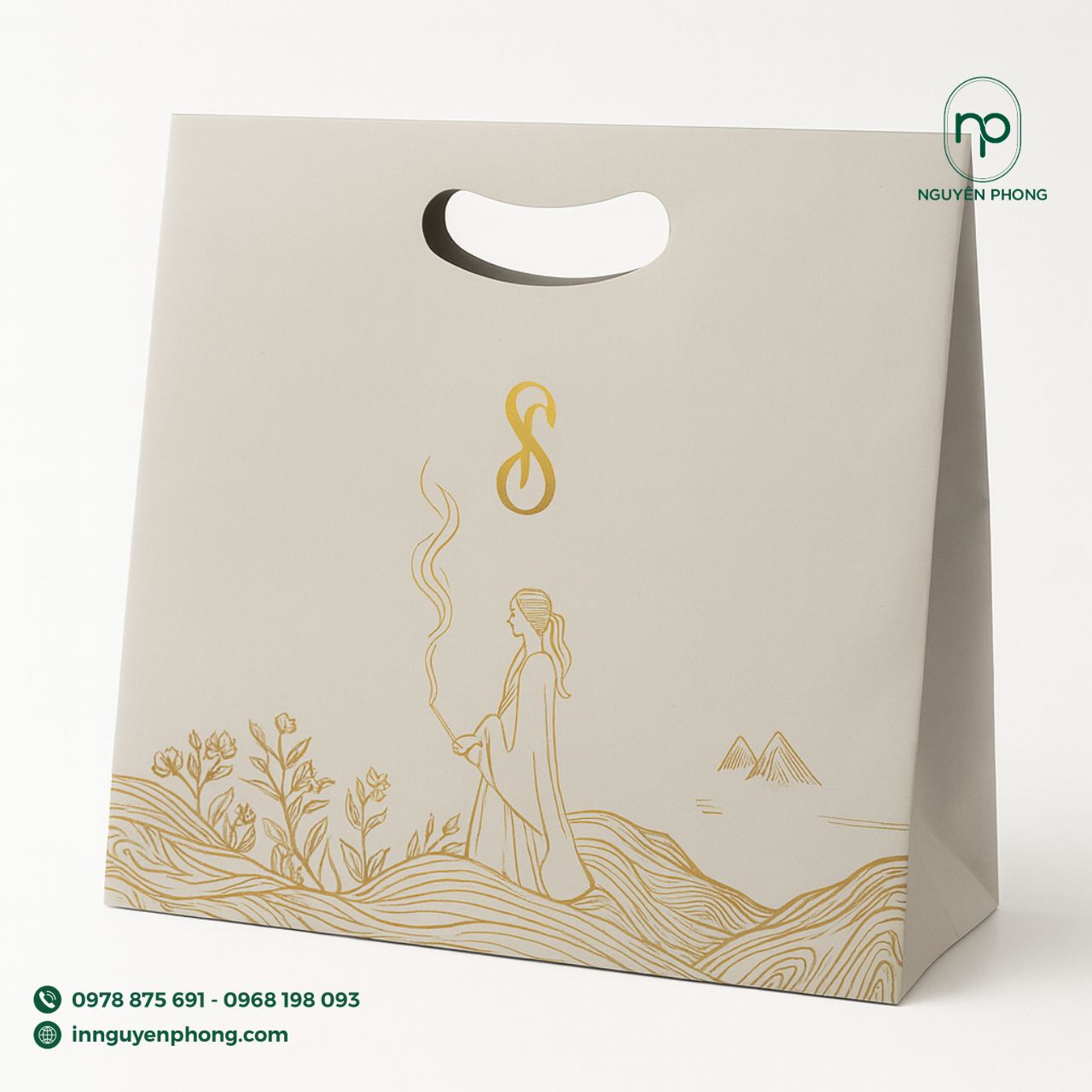 Thiết kế túi giấy có quai đựng trầm hương đẹp